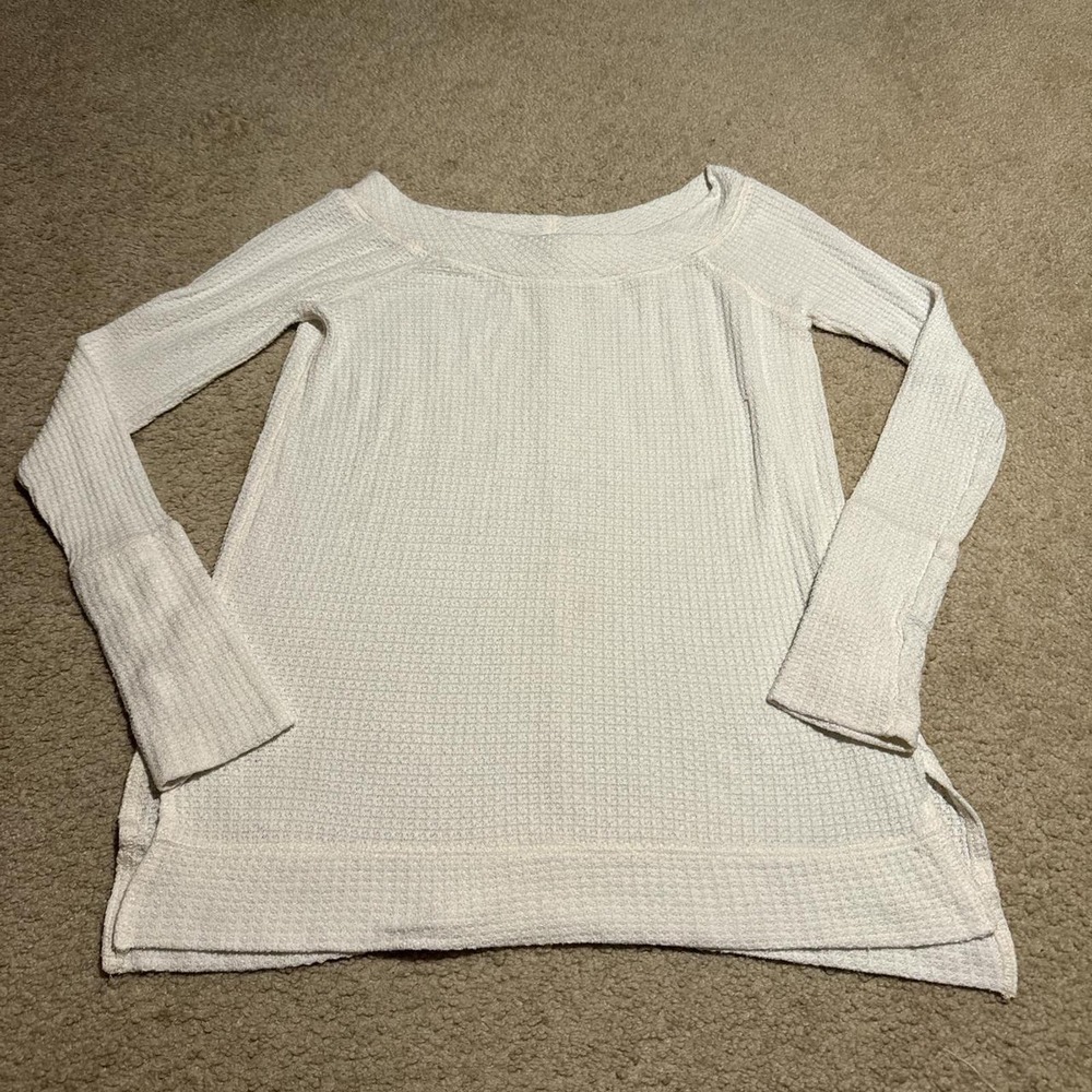 We the Free long white waffle knit sweater size M